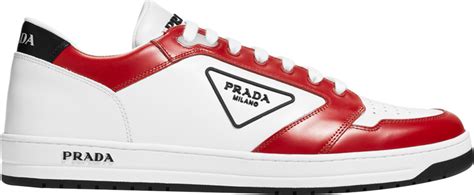 prada low top sneaker red white|Prada black sneakers ladies.